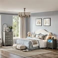 thumbnail image 4 of LGHM 2 Drawers Nightstand with Charging Station & LED Lights, Farmhouse Bedside Table Dresser for Bedroom, Living Room, Gray, 4 of 13