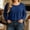 Blue, variant on Women Waffle Knit Crew Neck Long Sleeve Tunic Top Pleated Front Loose Fit Soft Stretchy Fall Casual Basic Blouse Blue