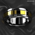 thumbnail image 2 of Tungsten Rings for Men Wedding Bands for Him Womens Wedding Bands for Her 6mm Dome Black Grooved Gold Center, 2 of 11