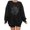 Black, variant on Fesfesfes Women Flannel Shirt Fashion Thanksgiving Printed Loose Long Sleeve Blouse Round Neck Casual Pullover Tops Sweatershirt