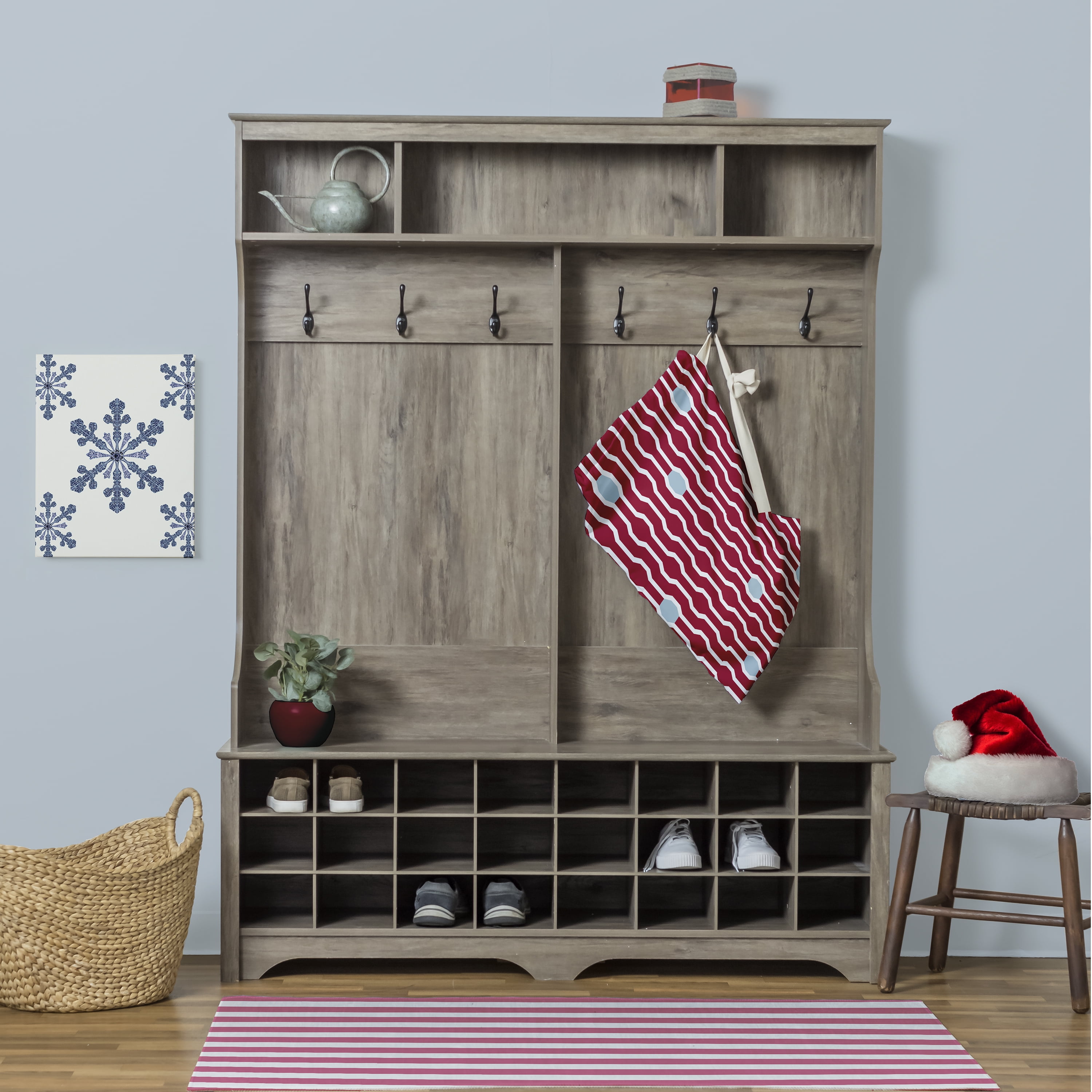 Simply Daisy Nuts & Bolts Geometric 18 x 29 in Red Laundry Bag