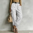thumbnail image 6 of Ihhxva Women's High Waisted Wide Leg Cargo Pants Stretch Multi-Pockets Belted Summer Casual Work Daily Wear S-2XL, 6 of 7