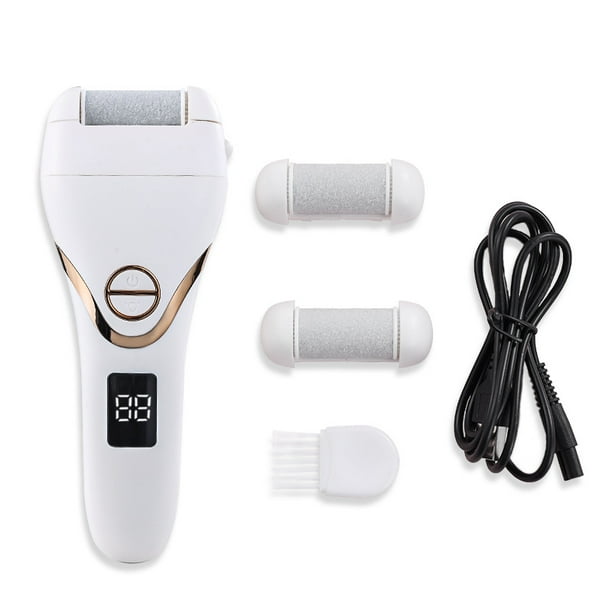 Lima eléctrica para pies para eliminar callos de los pies, kit de pedicura recargable con 3 velocidades, kit de eliminación de callos con 3 cabezales de rodillo, pantalla LCD a batería para eliminar callos y durezas. Sincero Electrónica