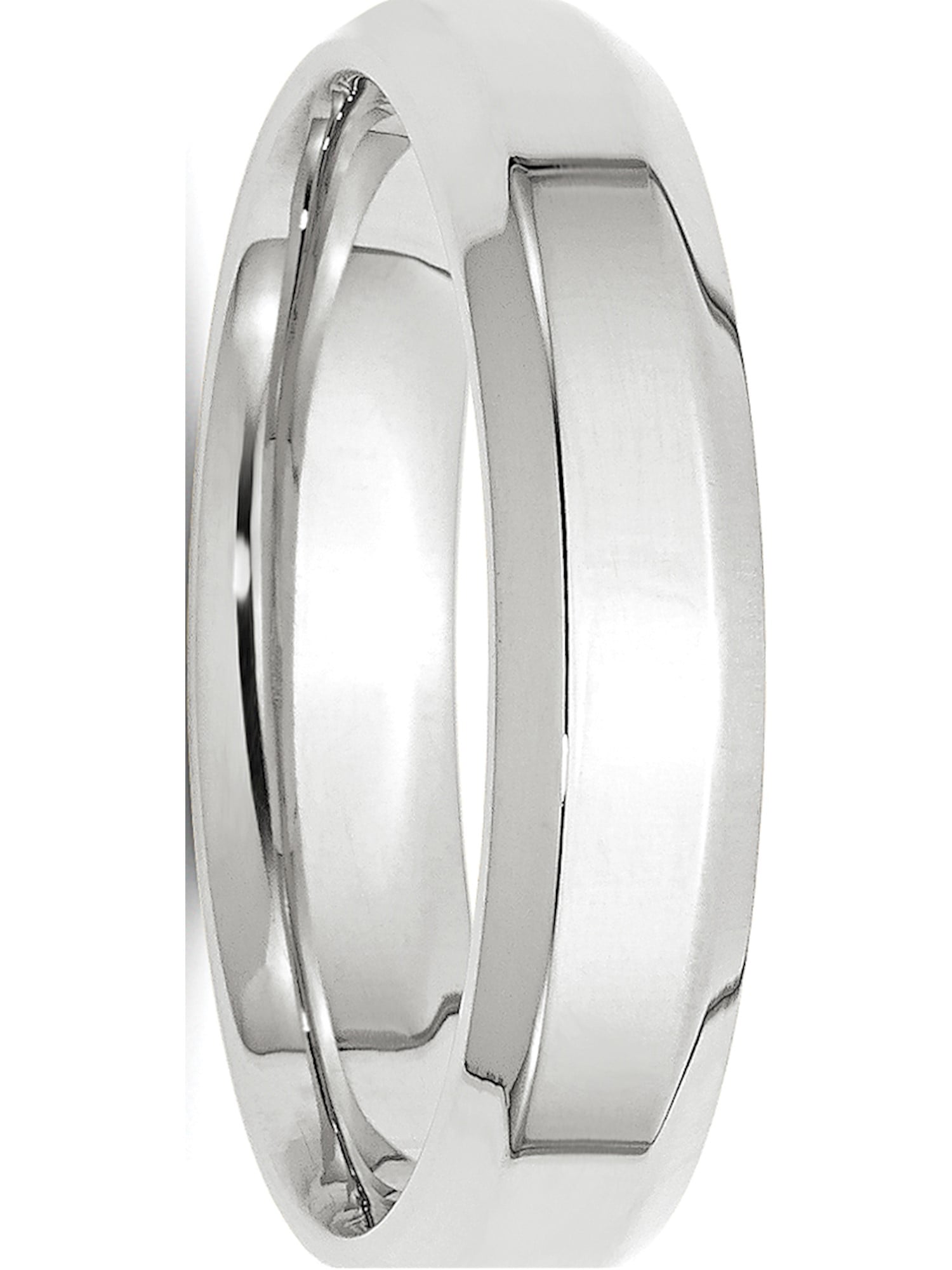 Solid 10k White Gold 5mm Bevel Edge Comfort Fit Wedding Band