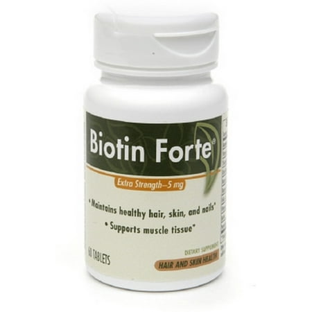 Forte Carbon - PhytoPharmica Biotin Forte, 5mg, Tablets, 60 ea (Pack of 3)