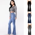 thumbnail image 4 of LYMAYTER High Waisted Bell Bottom Jeans for Women Retro Bootcut Jeans Stretch Flared Pants S-2XL, 4 of 10