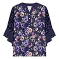 thumbnail image 5 of Njagoc3 Womens Loose V-Neck Ruffled Bell Sleeve Floral Blouse - Summer Breathable Casual Tunic, 5 of 6