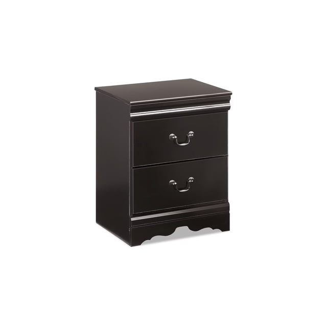 Bowery Hill 2 Drawer Wood Nightstand in Black
