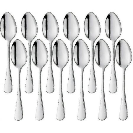

Set Of 12 Stainless Steel Soup Spoons - Large Size Dessert Spoons - 20cm - Silver