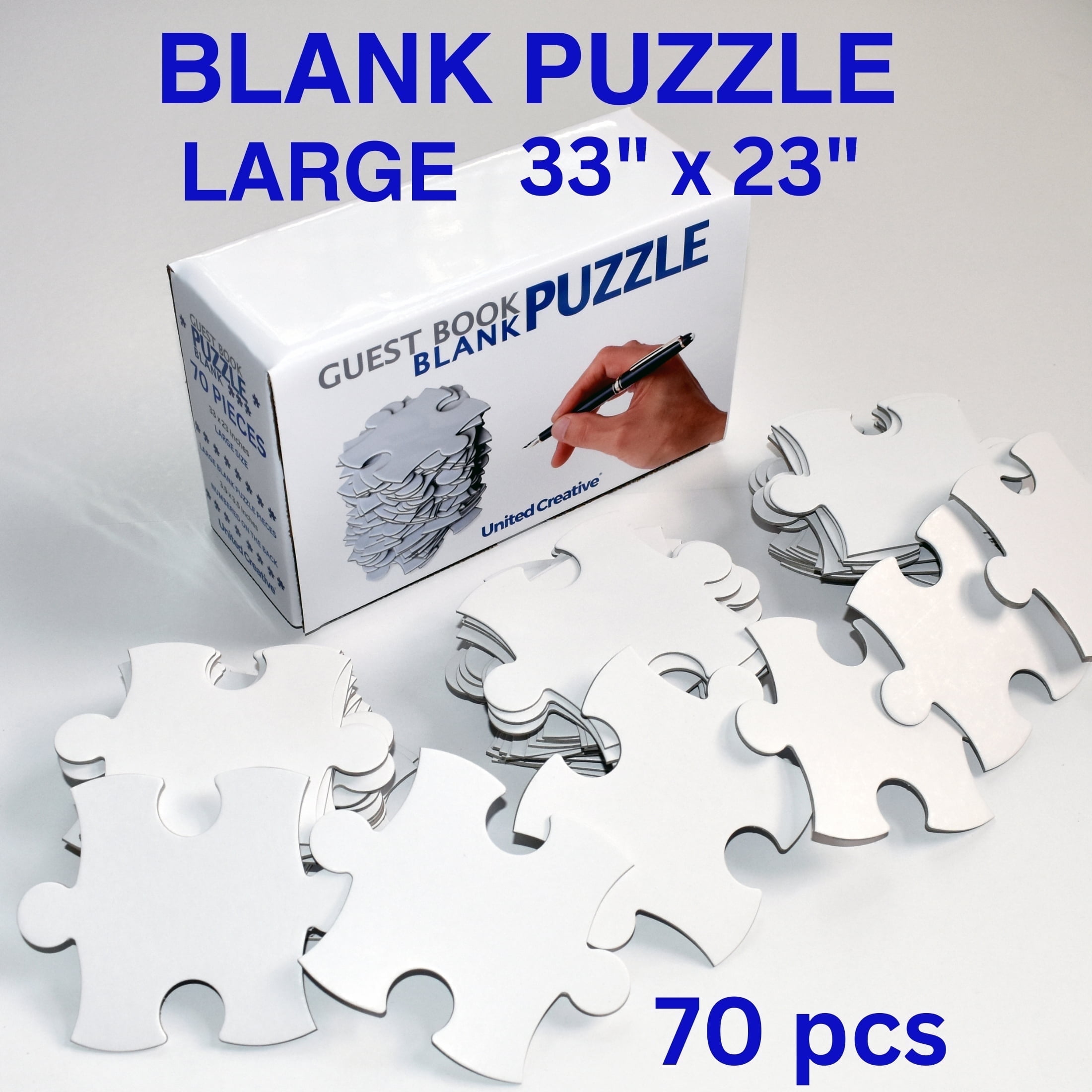 Large Blank Puzzle 33x23 inches, 70 Pieces for DIY Painting, Art and Craft Projects, Wedding Birthday Party and Special Events, Guest Book Alternative