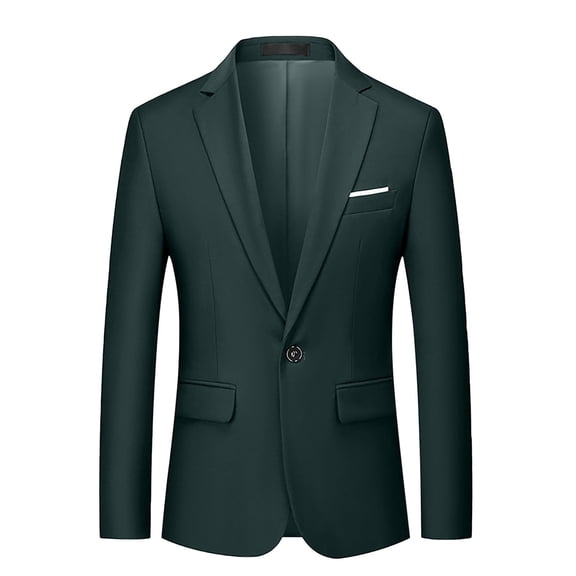 Elvqul Jackets for Men Blazer Button Army Green Fashion Solid Jackets Winter Long Sleeve Pockets Coat Collared Shirts