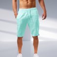 thumbnail image 2 of HCNTES Men's Cotton Linen Shorts Casual Elastic Waist Drawstring Summer Beach Shorts Sport Running Shorts(Mint Green,3XL), 2 of 5