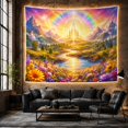 thumbnail image 6 of Golden Castle with Winding Blue River, Dreamy Fantasy Style for Fantasy Art Lovers, Castle Wall Decor Housewarming Gift, Tapestry Wall Hanging for Bedroom and Dorm, 6 of 7