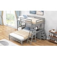 thumbnail image 4 of imerelez Twin over Full Bunk Bed with Built-in Desk and Three Drawers,Grey, 4 of 9