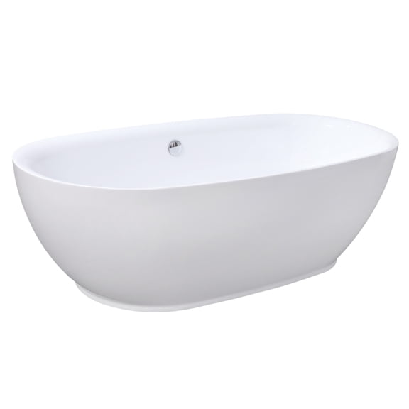 Kingston Brass VTDE713321BA 71-Inch Acrylic Oval Double Ended Freestanding Tub with Drain in Glossy White