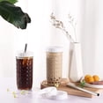 thumbnail image 4 of 2 Pcs 24Oz Glass Cups Set, Mason Jar Drinking Glasses with Lids and Straws & 2 A, 4 of 10