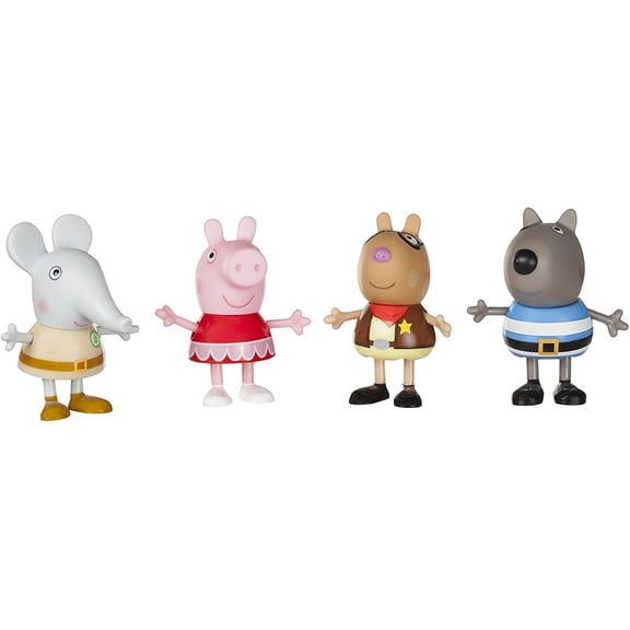 Peppa Pig Fancy Dress Party Figure 4-Pack Set - Includes Peppa, Emily Elephant, Pedro Pony & Danny Dog - Toy Gift for Kids - Ages 3 