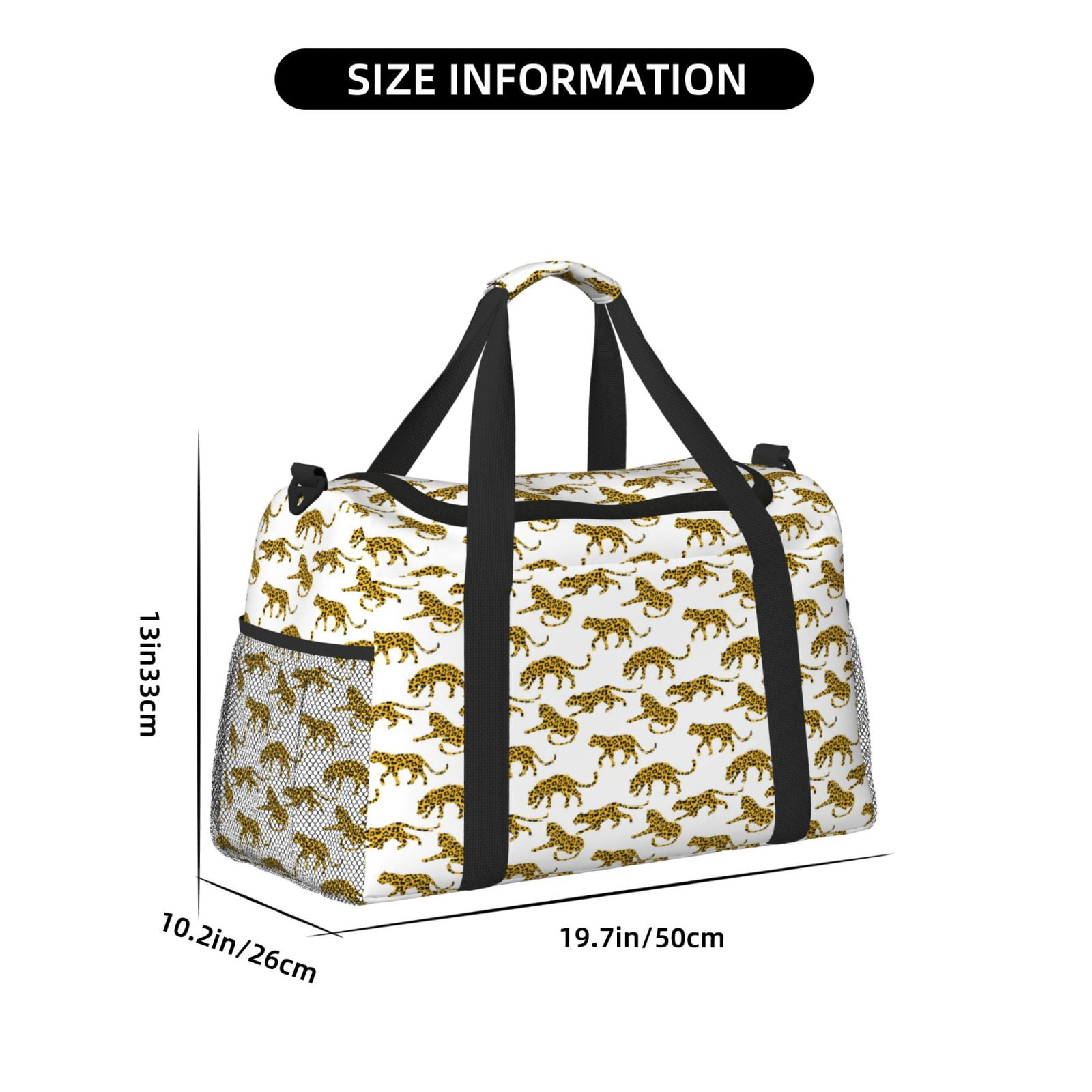 Fuzoiu Leopard Print Print Travel Duffle Bag,Carry On Tote Bags,Duffel Bag,Sport Gym Bag, Hospital Bag for Labor and Delivery, Overnight Bag,Luggage Bag