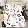 thumbnail image 2 of Manfei White Pop Music Bed Sheets,Music Lovers King Sheets,Girls Rock Guitar Sheet Set For Teens,Breathable Home Decor,4 Pieces, 2 of 7