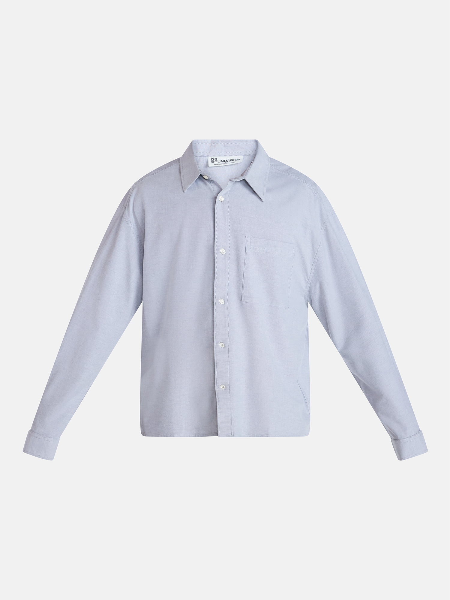 No Boundaries Boxy Cropped Fit Oxford Shirt with Long Sleeves, Men's XS-5XB