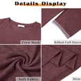 thumbnail image 5 of MOSHU Womens Tops 3/4 Length Sleeve Crew Neck Shirts with Ribbed Cuffs Summer Casual Blouses, 5 of 9
