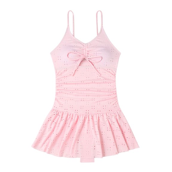 Staron Women's Swimsuit One Piece Monokini Camisole Solid Color Casual Beach Vacation Poolside Swimwear with Removable Bra Pads, Pink M