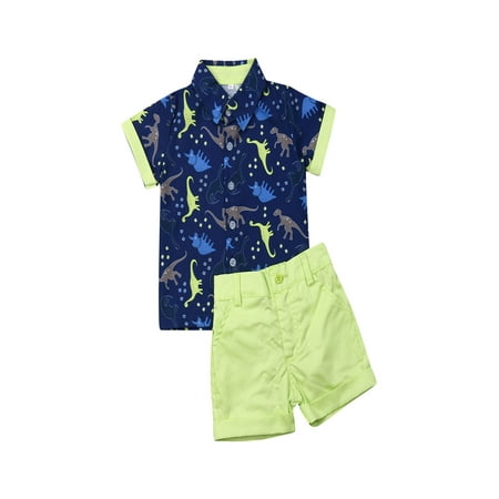 

Newborn Baby Boy Gentleman Suit Dinosaur Top T-shirt Pants Shorts Outfits Set