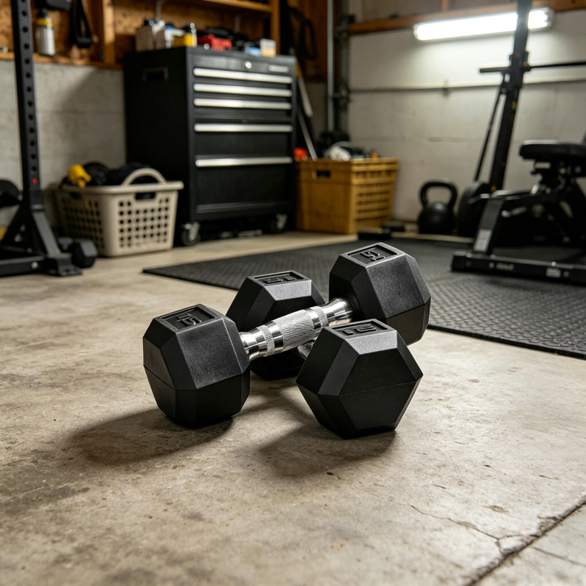 2 X 15lbs Hex Dumbbell Set for Home Gym Workout Rubber Weights with Non-Slip Handles Anti-Roll Fitness Exercise Dumbbells for Women And Men, Black