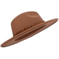 thumbnail image 3 of BadPiggies Vintage Fedora Hat for Men & Women Wide Brim Felt Hats with Belt Buckle (Khaki), 3 of 9