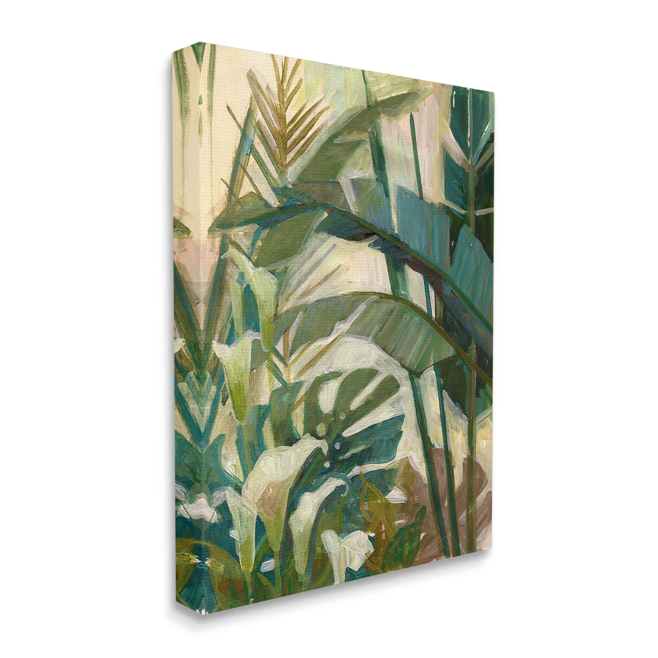 Tropical Jungle Plant Leaves Botanical & Floral Graphic Art Gallery Wrapped Canvas Print Wall Art