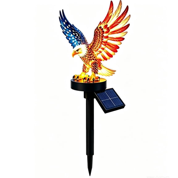 chaungfeng Solar Eagle Garden Light with 250 Year Birthday, 17in Eagle Solar Lights with Stake for Outdoor, Lighted Eagle Outdoor Decor Lights for Yard & Lawn Figurine