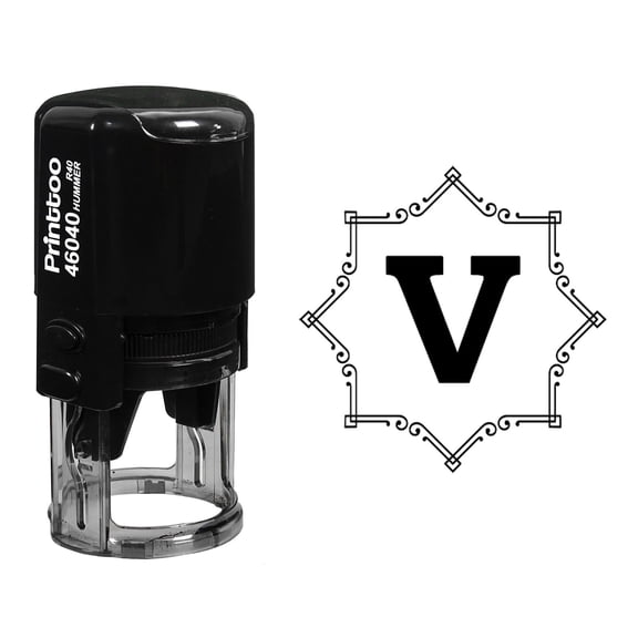 Printtoo V Alphabet Monogram Initial Octagon Celtic Swirl Frame R-40 Office Stationary Self Inking Rubber Stamp