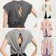 thumbnail image 4 of TFixol Camiseta deportiva para mujer ahuecada espalda dividida cuello redondo corto, 4 of 8