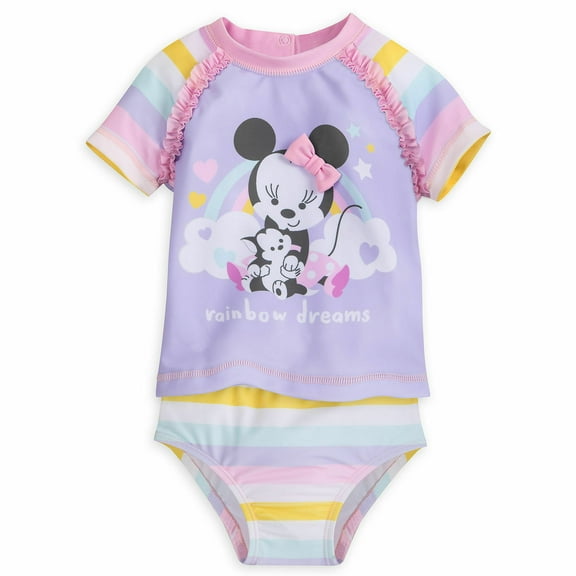 Disney Store Minnie Mouse 2pc Baby Girls Swimsuit Size 3 6 Months