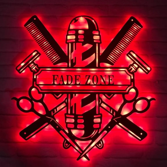 Craftnamesign Custom Barber Shop Metal Sign, Personalized Barber Shop Hairstylist Name Sign