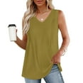 thumbnail image 3 of Mittory Summer Womens Tank Tops Loose Fit Pleated V Neck Sleeveless Tops Casual Basic T Shirts Solid Tees, 3 of 8