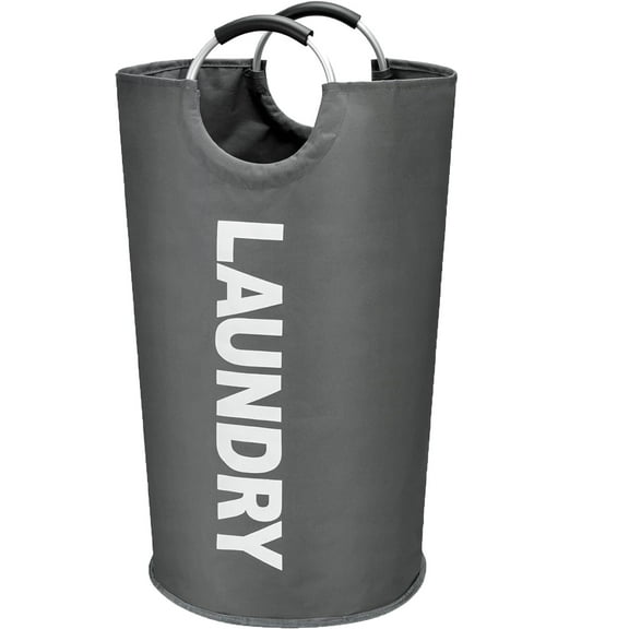 Kimmama 90L Portable Foldable Waterproof Laundry Basket with Handle, Dark Grey