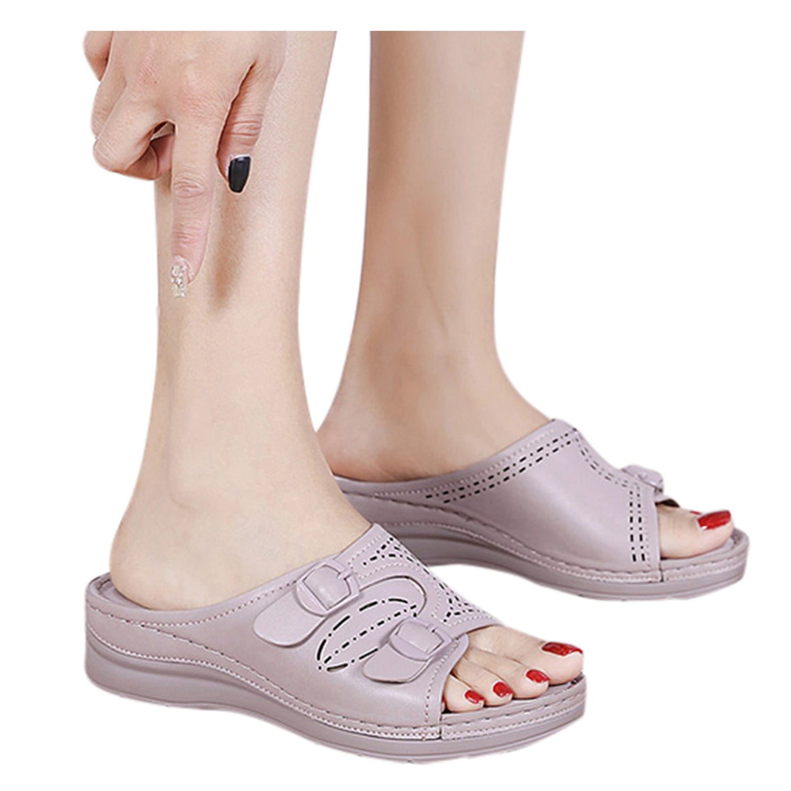 Summer Savings! Zpanxa Slippers for Women Summer Slip-On Wedges