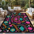 thumbnail image 2 of Colorful Mexico Outdoor Rug for Patio/Deck/Porch, Non-Slip Large Area Rug 4 x 6 Ft, Modern Abstract Flowers Leaf Orange Pink Indoor Outdoor Rugs Washable Area Rugs, Camping Rug Carpet Runner, 2 of 8