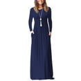 thumbnail image 2 of Vestidos largos casuales,Vestido largo de cuello redondo para mujer, vestido de color puro, diseño de próxima generación, 2 of 6