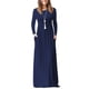 thumbnail image 1 of Vestidos largos casuales,Vestido de manga larga con cuello redondo para mujer, vestido de cuello redondo, rendimiento lleno de energía, 1 of 6