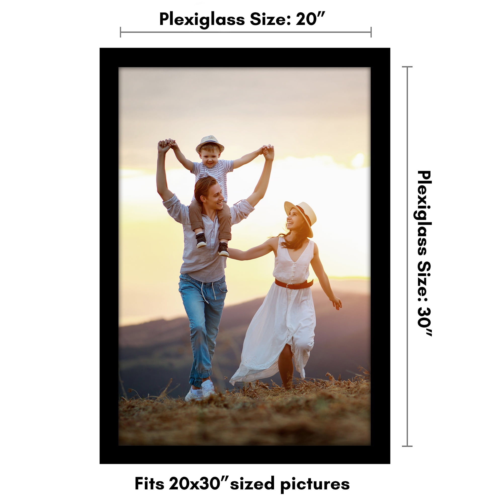 Americanflat 20x30 Picture Frame with Polished Plexiglass Wide Photo Frames Vertical Horizontal Epic - Black