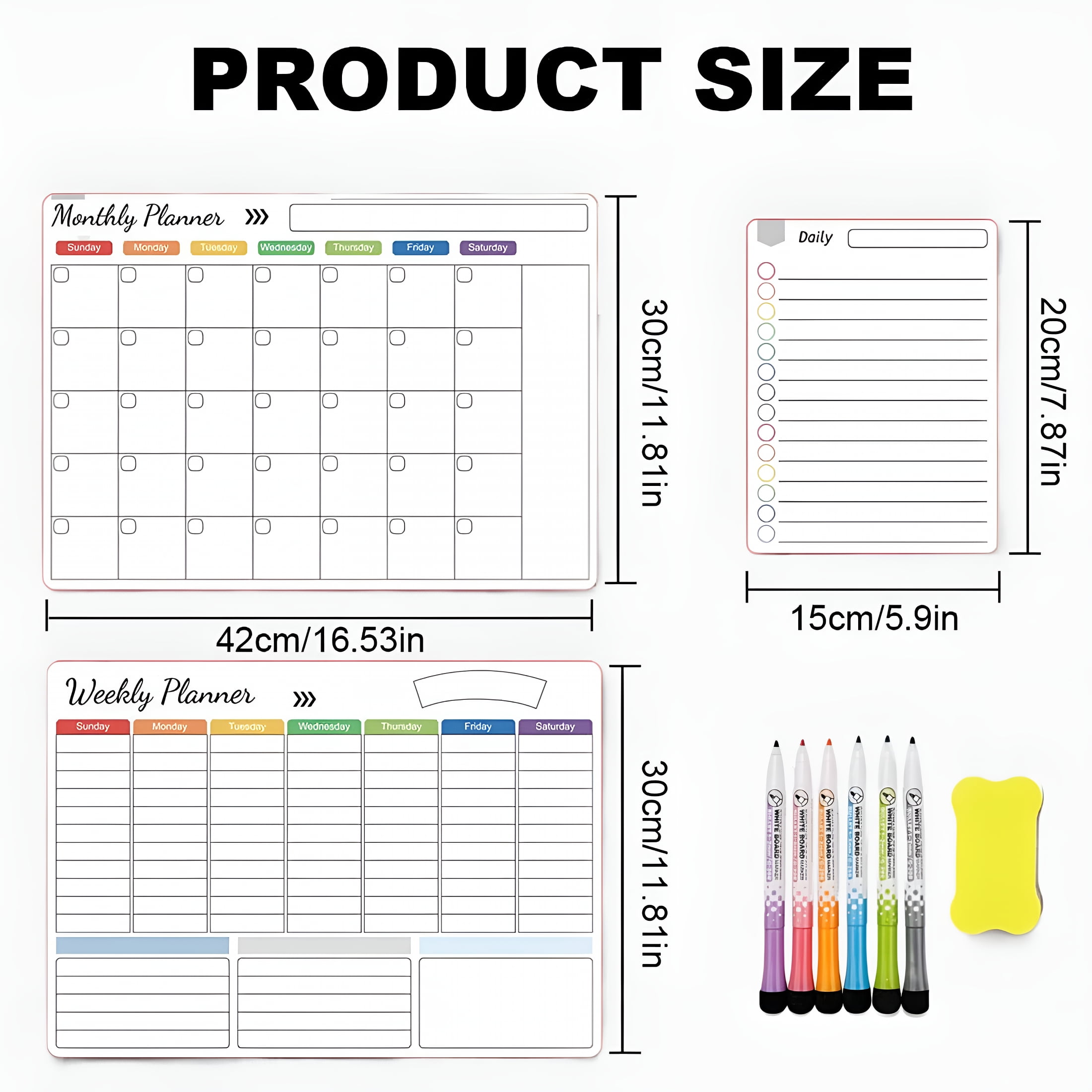 CCOCC 2026 New Magnetic Calendar Planning Board,Refrigerator Daily Calendar Whiteboard for Fridge Meal Planner Board White Board for School Home 6Ml