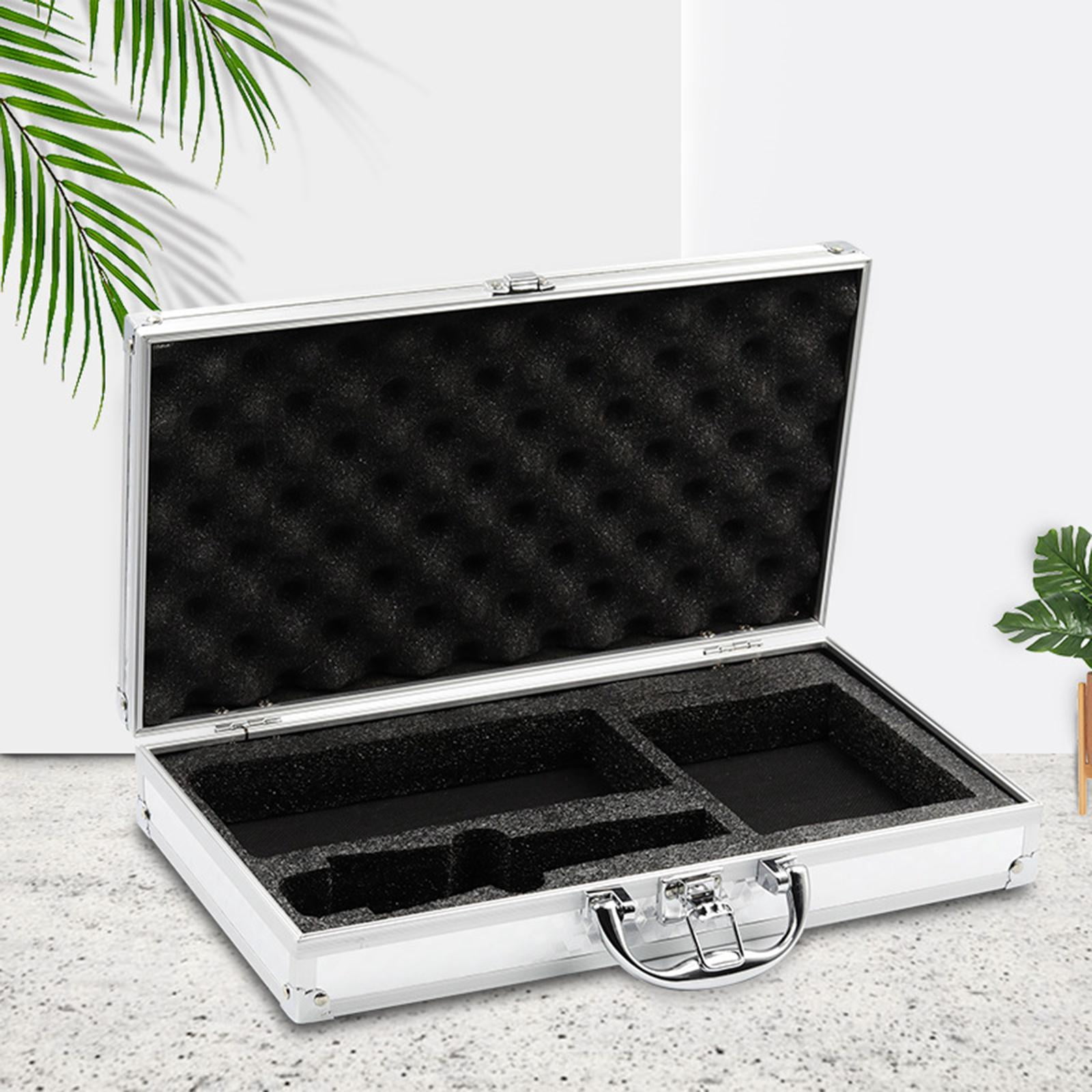 yotijay Portable Aluminum Tool Box Mic Toolbox Hard Shell Case Instrument Storage Case