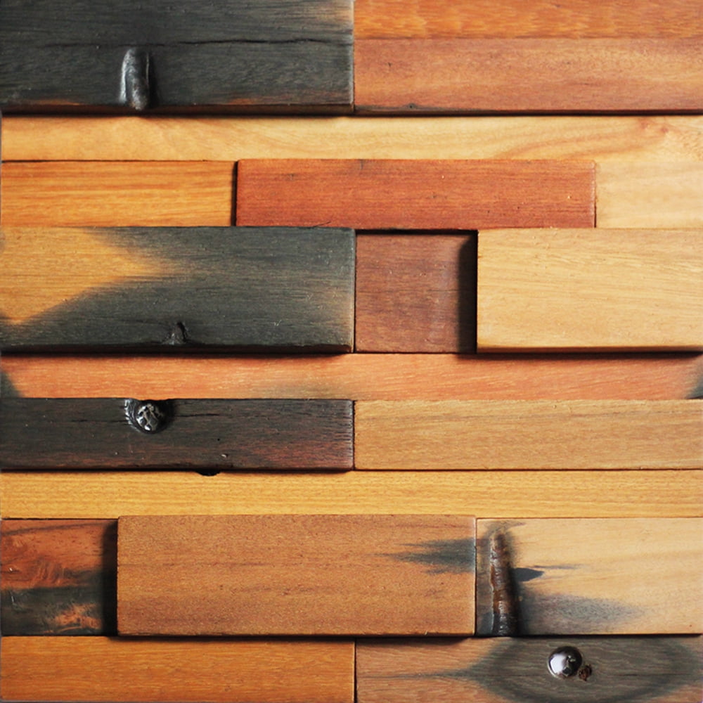 Reclaimed wood wall panels handcrafted wall art of historic and weathered boatwood pack of 11 tiles 10 66 sq ft walmart com