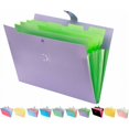thumbnail image 1 of CHAO (Púrpura) Linda carpeta de archivos de expansión de color caramelo, organizador de archivos de bolsillo de 5 pestañas, carpeta de archivos portátil del alfabeto, 1 of 5