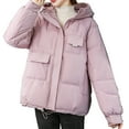 thumbnail image 2 of Teacher Appreciation Gifts AXXD Women's Bomber Jacket Loose Long Sleeve Velvet Zip Warm Solid Color Hood Bomber Coat Jacket Pink Size 3xl, 2 of 6