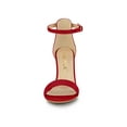 thumbnail image 6 of BLISSFUL STEP Women's Shoes Stiletto High Heels Ankle Strap Open Toe Faux Suede Sandals Red 10, 6 of 7