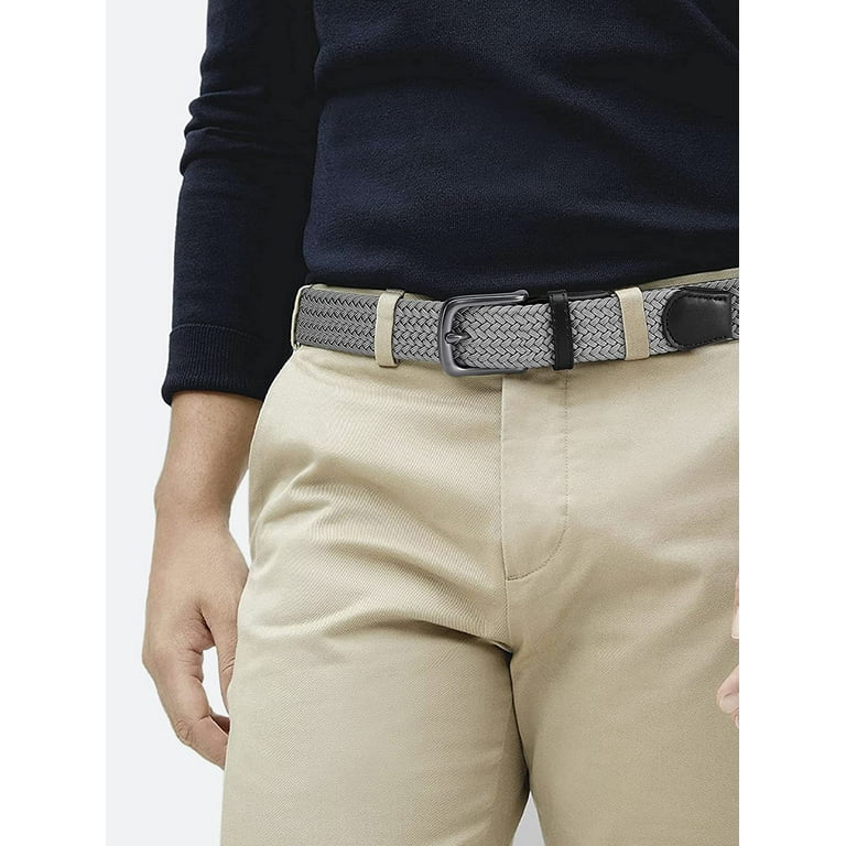 Stretch Braided Golf Belt 2 Pack, Mens Casual Woven Elastic Belt 