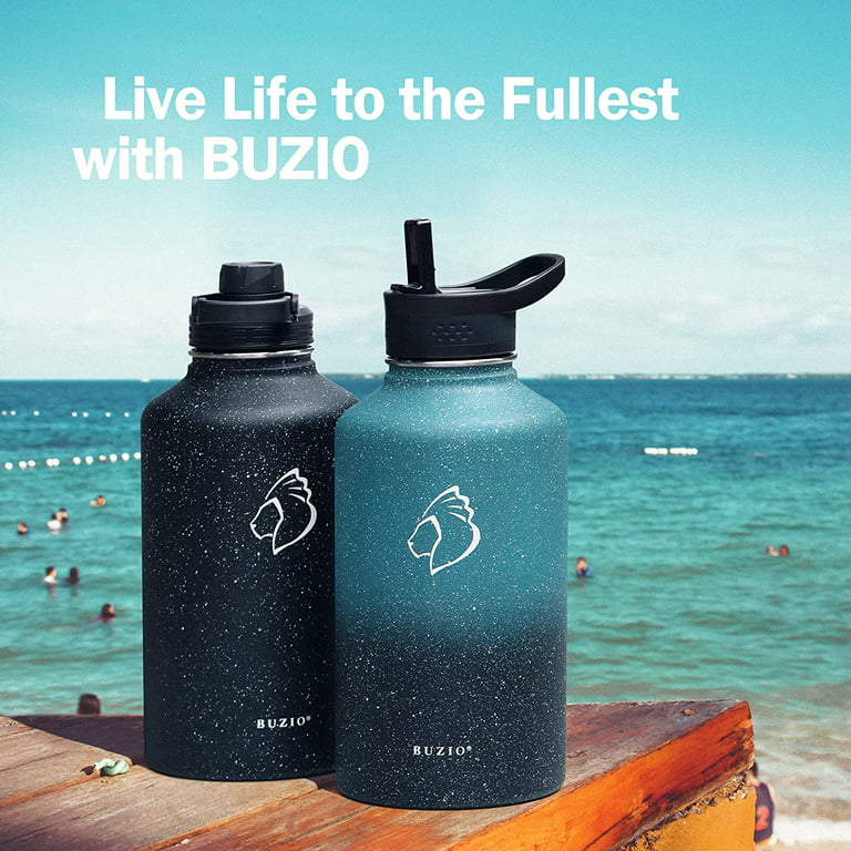 Buzio 40 oz Insulated Water Bottle with Starw & Wide Mouth Lids, Vacuum  Stainless Steel Sports Water Bottle, Starry Black 